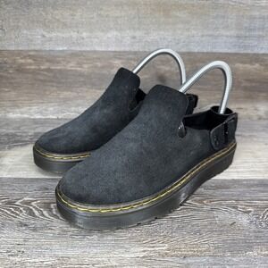 Dr. Martens Carlson Black Suede Slingback Mule Mens Sz 6 Womens 7 Clogs Black